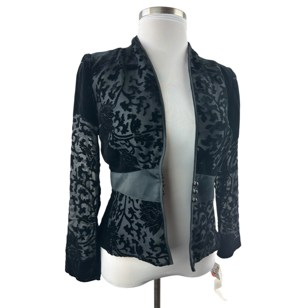 NWT Vintage Ever Beauty Jacket Black Velvet Size 10 Whimsigoth Dark Romantic - Picture 7 of 16